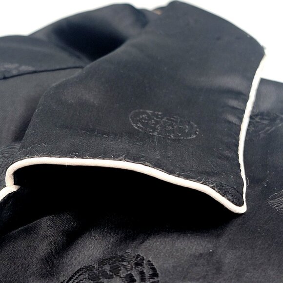 Vtg Black Silk Pajama Shirt With White Piping SIze 46 - Picture 8 of 10